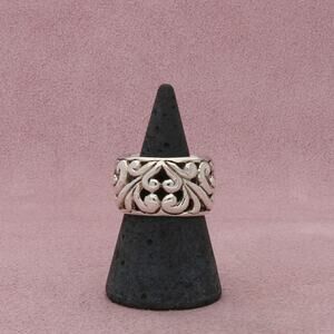 sterling silver wide scroll band ring size 7.5